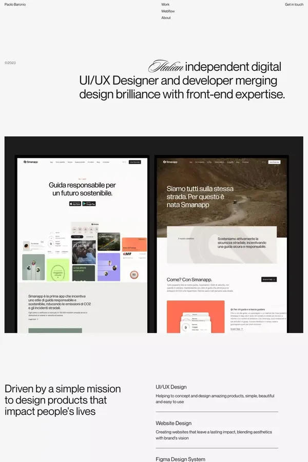 Paolo Baronio | UI/UX Designer & Webflow Developer - Portfolio design inspiration