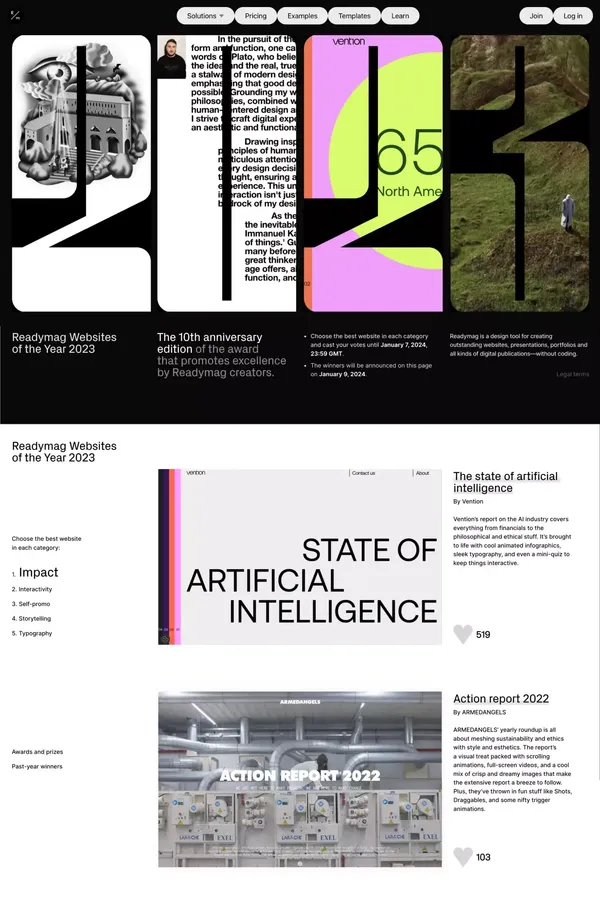 Readymag Websites of the Year 2023 - Other design inspiration
