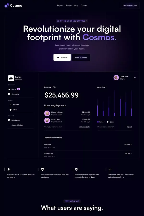 Cosmos - Webflow HTML website template