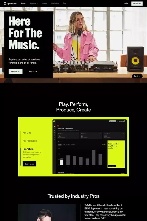 BPM Music | BPM - Landing design inspiration
