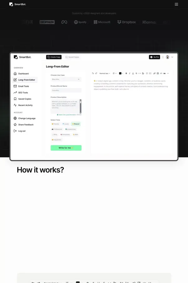 SmartBot - AI powered product - website design inspiration