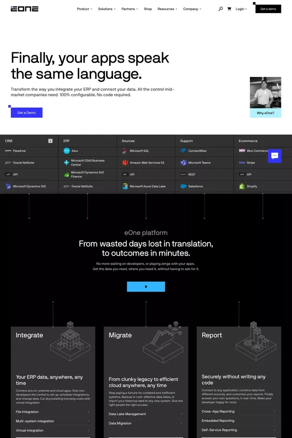 eOne Solutions - Landing design inspiration