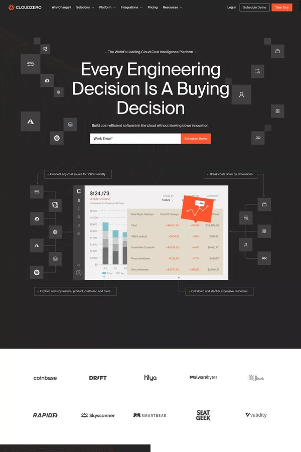 CloudZero: The Cloud Cost Intelligence Platform - Landing design inspiration