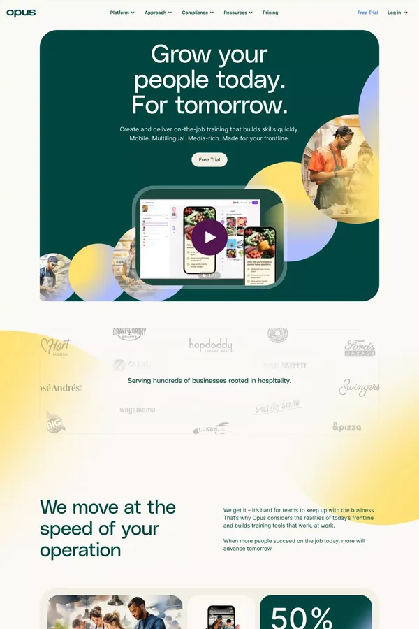 Opus - The training platform built for your frontline - Landing design inspiration