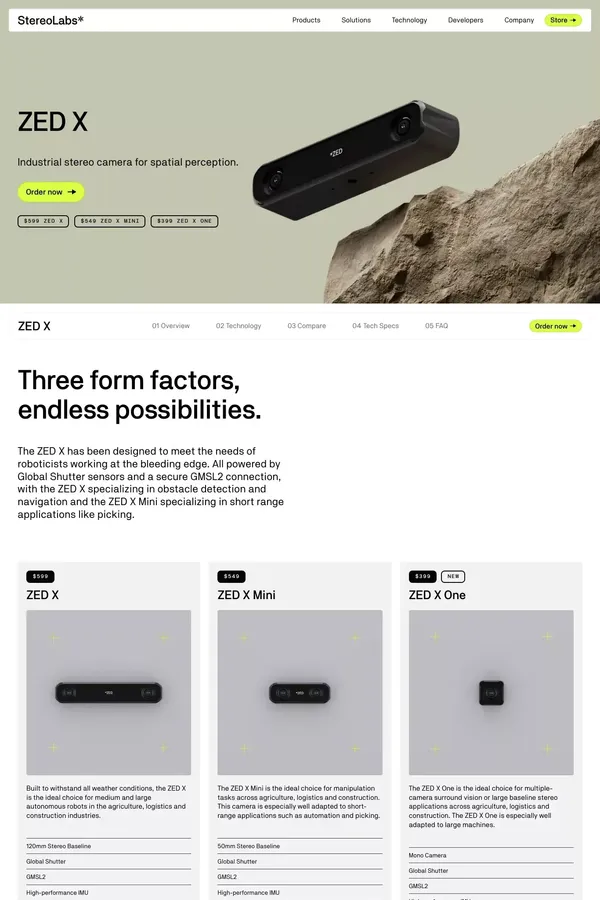 ZED X - AI Stereo Camera for Robotics  | Stereolabs - Landing design inspiration