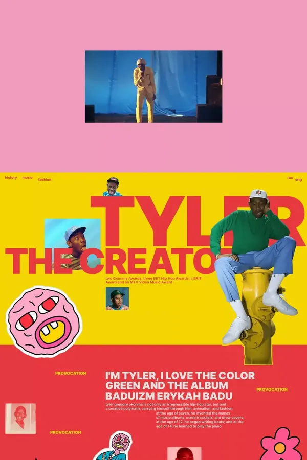 Tyler the creator/en - Landing design inspiration