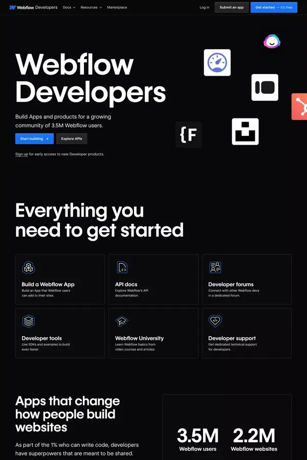 Webflow API and Documentation | Webflow - Landing design inspiration