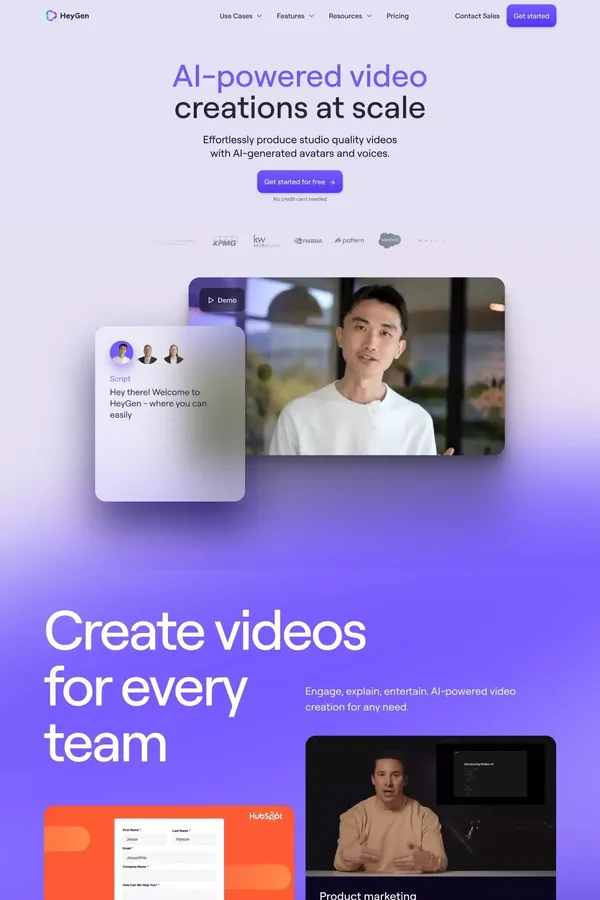 HeyGen - AI Video Generator - Landing design inspiration