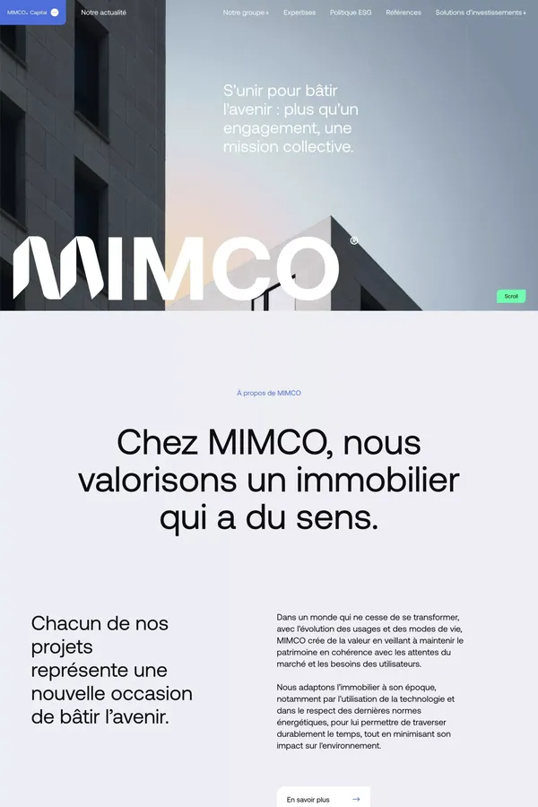 MIMCO capital - Landing design inspiration