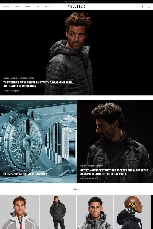 Vollebak | Clothes from the future - Ecommerce design inspiration