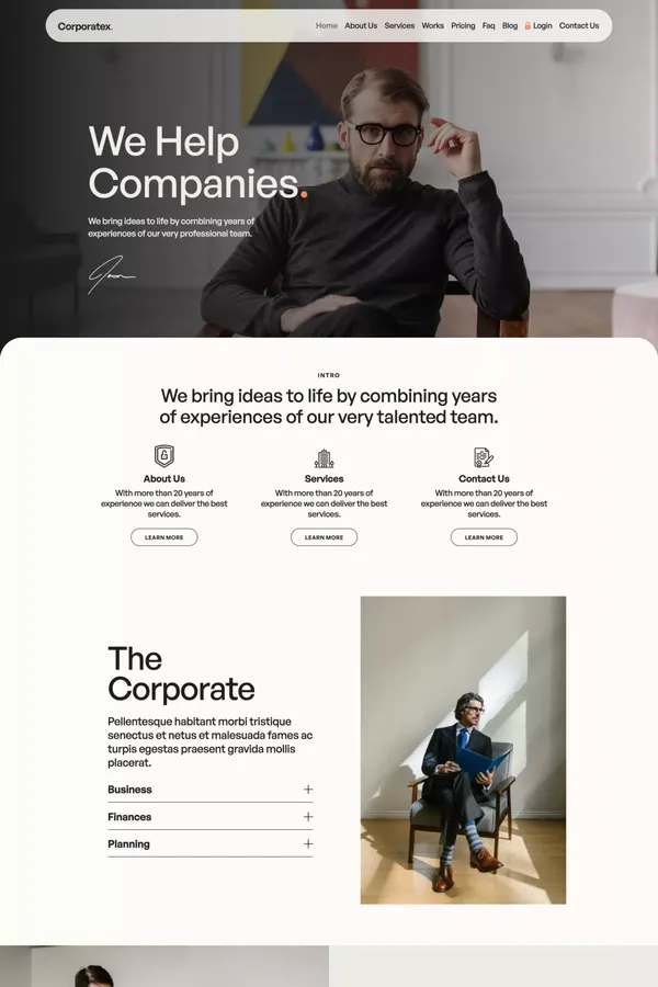Corporatex - Webflow HTML Website Template - Template design inspiration