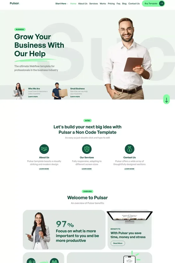 Pulsar - Webflow HTML Website Template - Template design inspiration