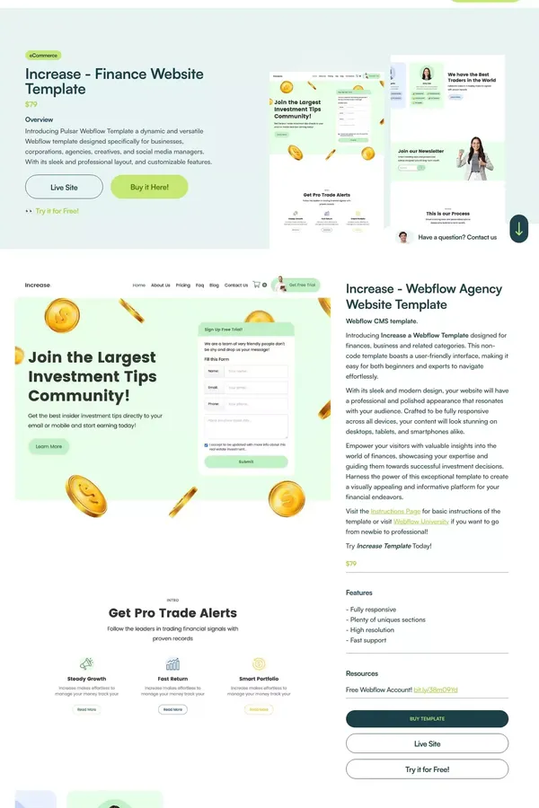 Increase - Finance Website Template - Template design inspiration