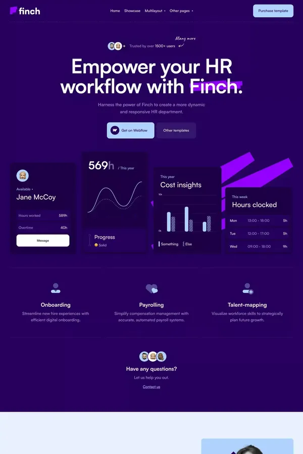 Finch - Webflow HTML website template
