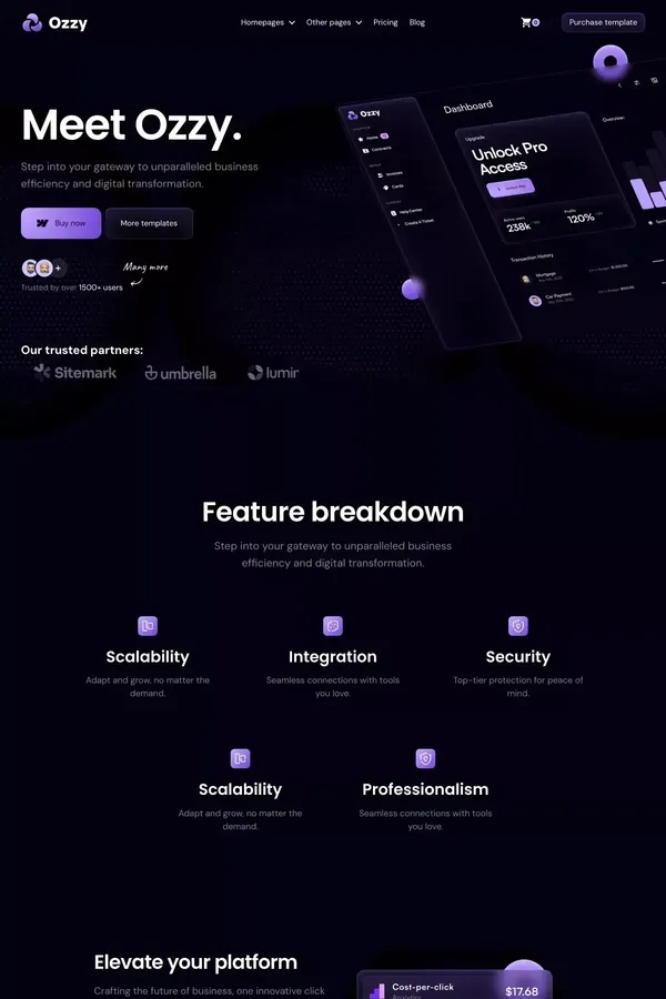 Ozzy - Webflow Ecommerce website template