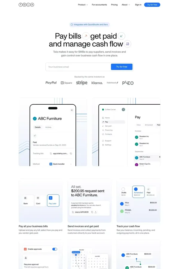 Tola - Landing design inspiration