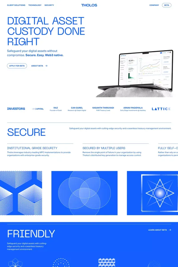 Tholos MPC Crypto Wallet: Friendly & Secure for Funds, DAOs, Companies - Landing design inspiration