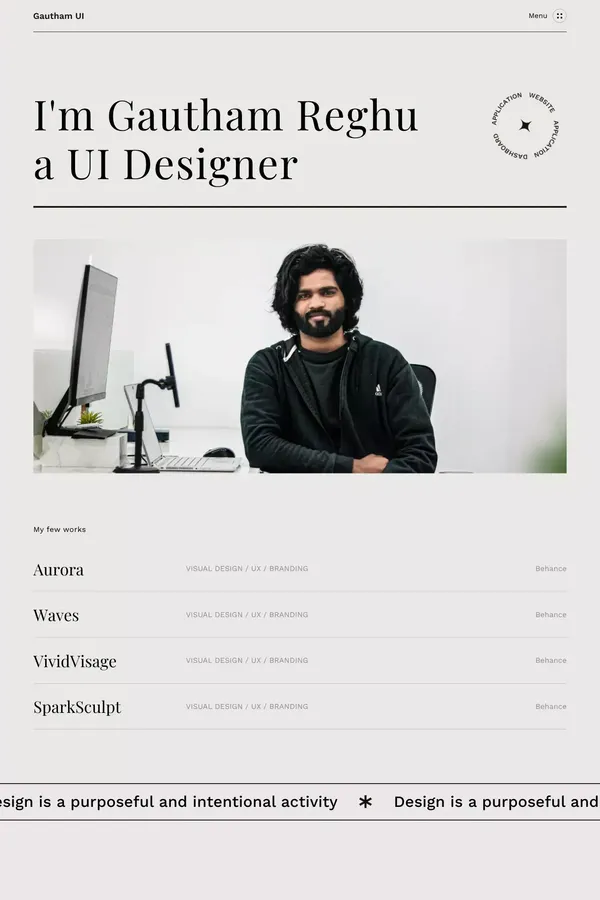 Gautham Reghu a UI Designer - website design inspiration