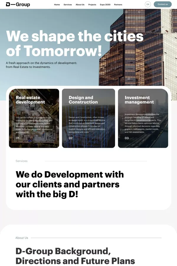 A fresh approach on the dynamics of development: from Real Estate to Investments.