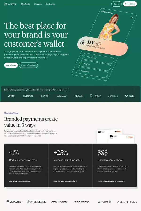 Tandym | Branded cards for the best brands - Landing design inspiration