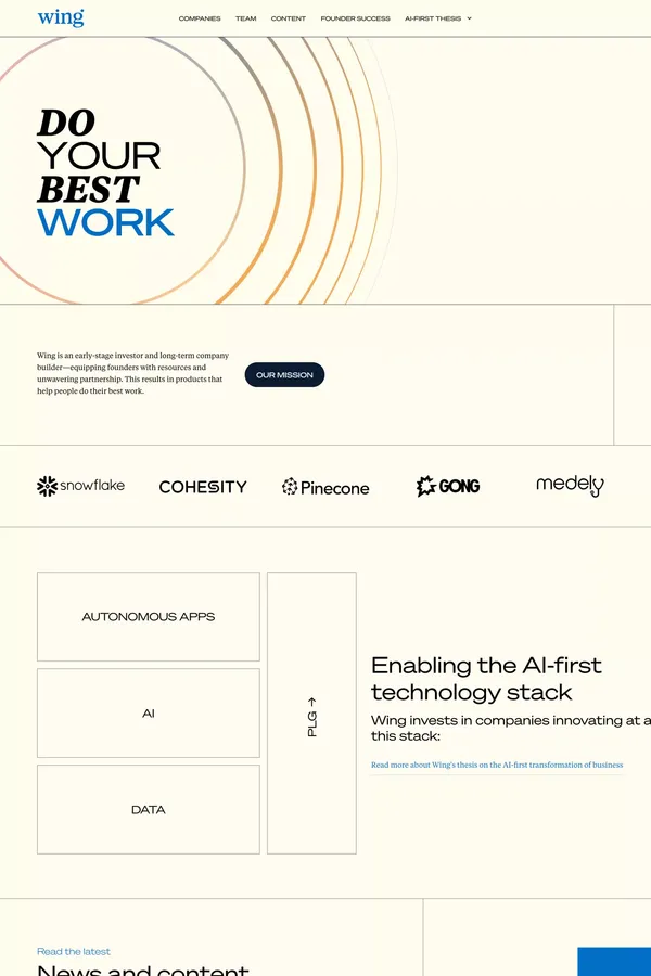 Wing Venture Capital - Landing design inspiration