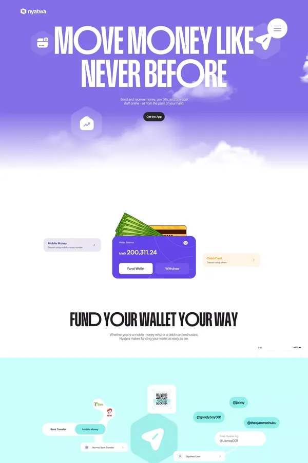 Nyatwa — Move Money Like Never Before - Landing design inspiration