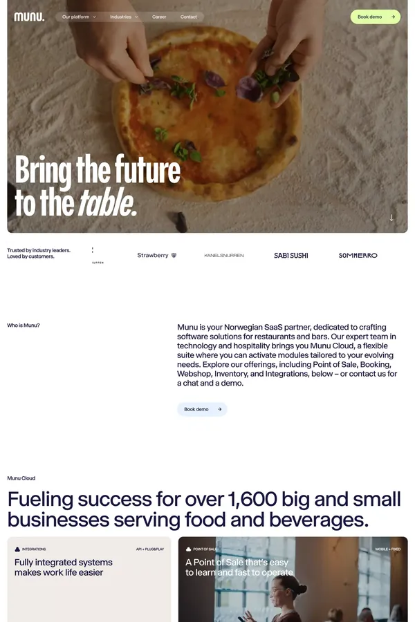 Munu - Bring the future to the table - Landing design inspiration