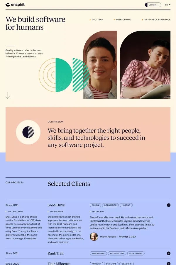 Enspirit | Software for humans - Landing design inspiration
