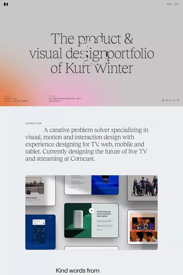 Kurt Winter Portfolio - Portfolio design inspiration