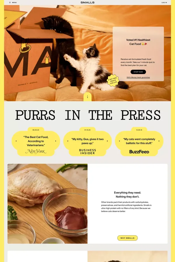 Fresh Human-Grade Cat Food Delivery | Smalls - Landing design inspiration