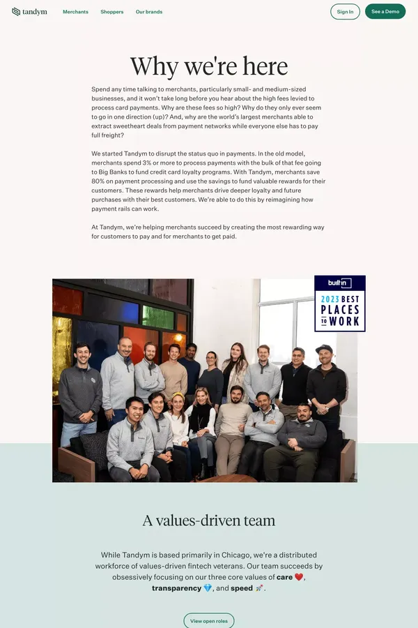 Tandym | Our Story - About Us  design inspiration