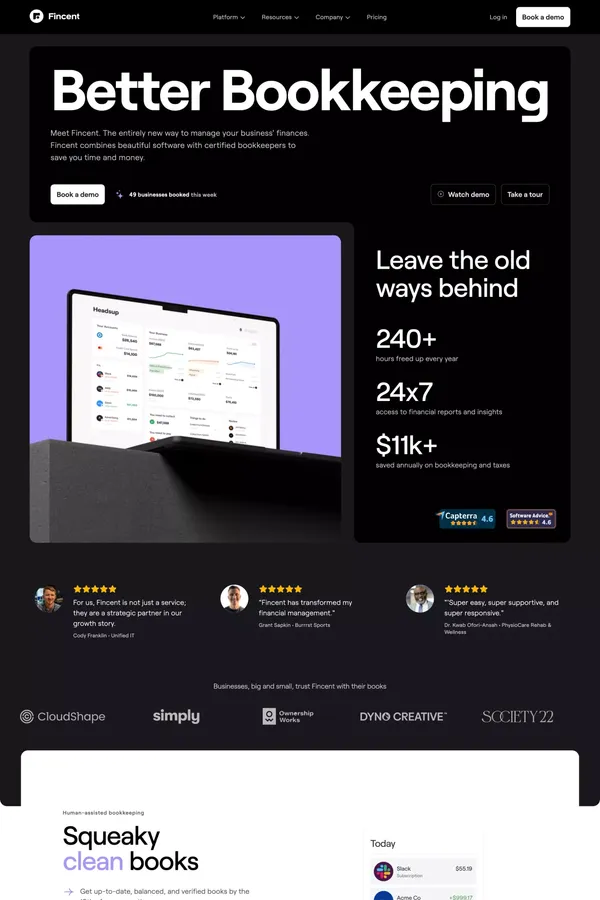 Fincent - Landing design inspiration