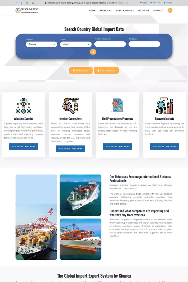 Global import export data online | Trade data online | World Trade Report - website design inspiration