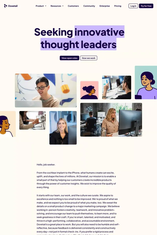 Careers — Dovetail - website design inspiration