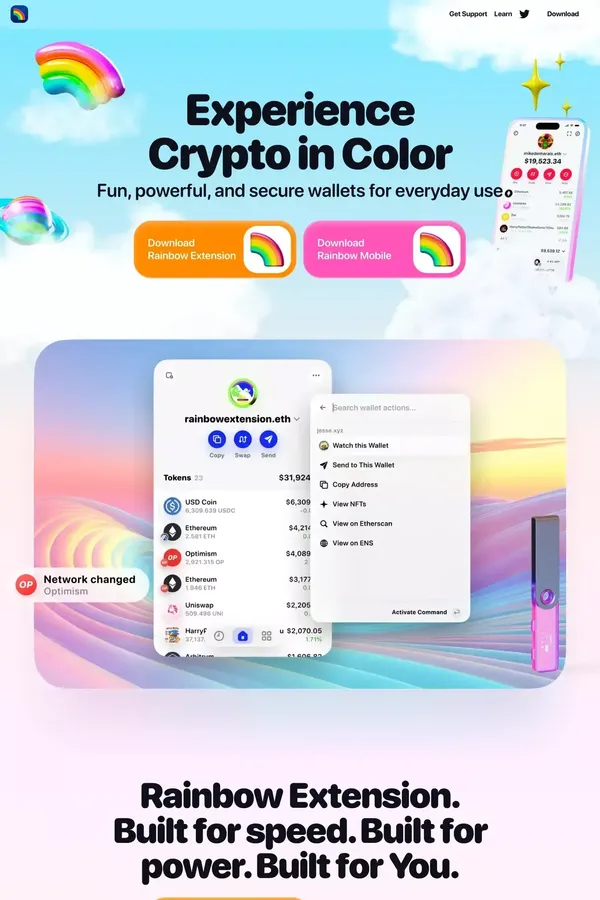 Rainbow | Fun, powerful, and secure crypto wallets - website design inspiration