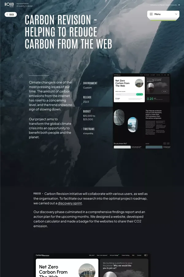 Carbon Revision - helping to reduce carbon from the Web | RoudStudio - Case Study design inspiration