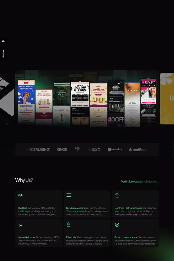 creativecue - the unlimited design service - website design inspiration