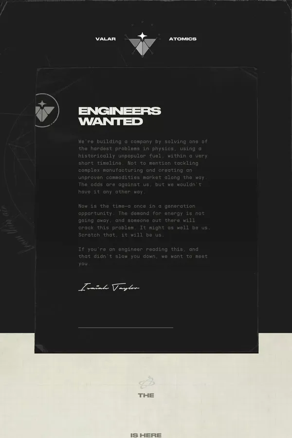 Valar Atomics - website design inspiration