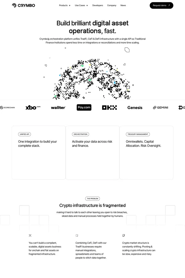 Crymbo - Build brilliant digital asset operations, fast. - Landing design inspiration