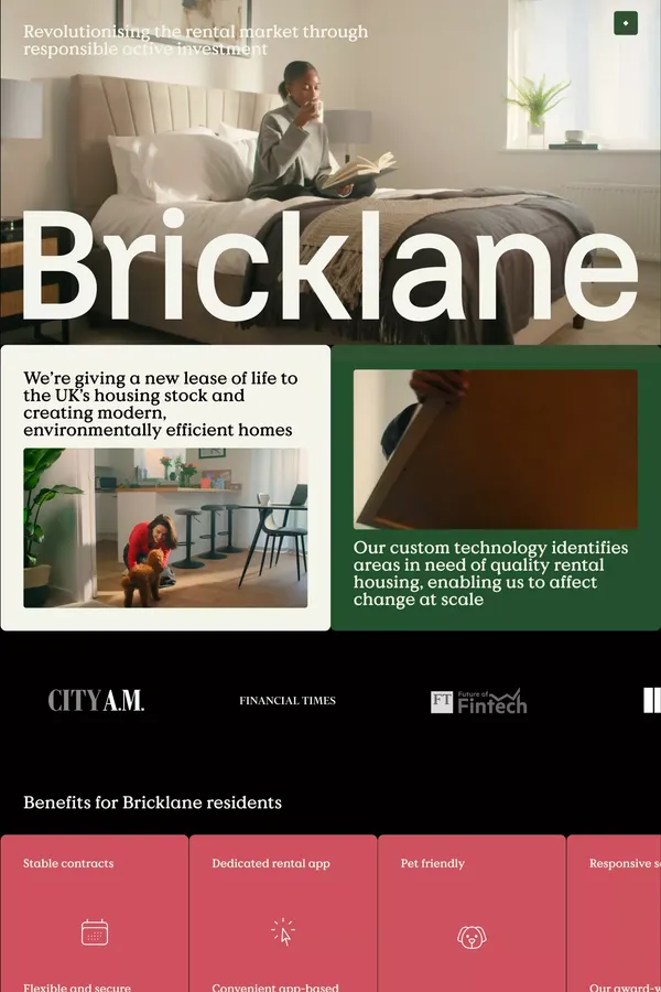 Bricklane | Responsible Investment in Single Family Residential - Landing design inspiration
