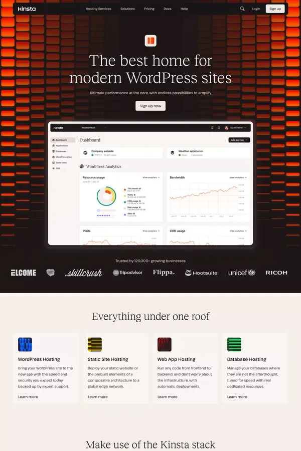 Kinsta® - The best home for modern WordPress sites - Landing design inspiration