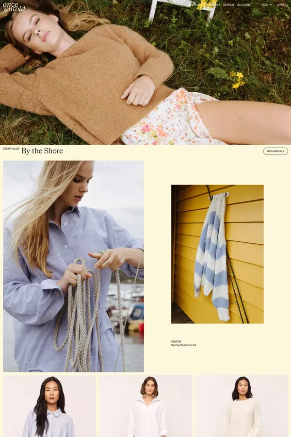 Once Untold - Ecommerce design inspiration