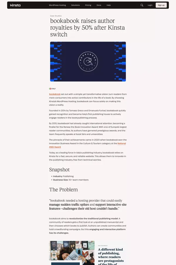 Bookabook Raises Author Royalties by 50% After Kinsta Switch - Kinsta® - Case Study design inspiration