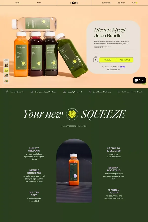 I Restore Myself Cold Pressed Juice Bundle – HŌM Wellness - Ecommerce design inspiration