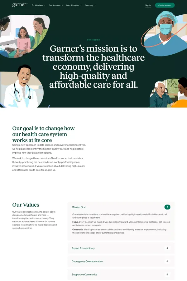 Doctor Quality Analytics | Garner Health - About Us  design inspiration