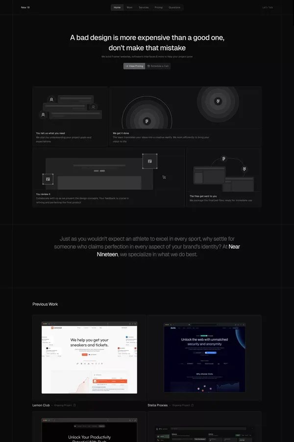 Near Nineteen - Landing design inspiration