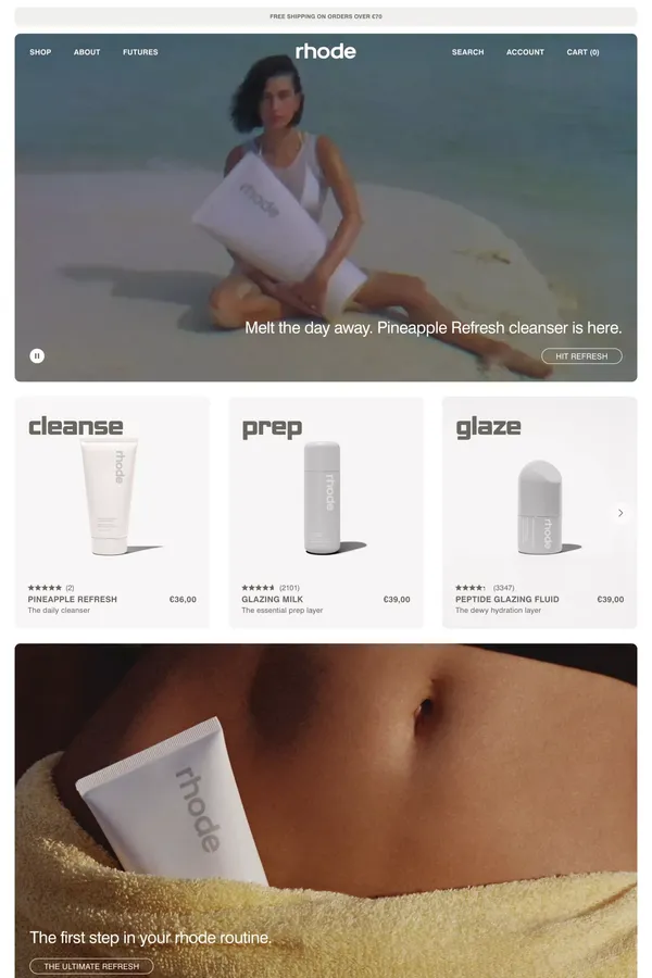 rhode skin by hailey rhode bieber - Ecommerce design inspiration