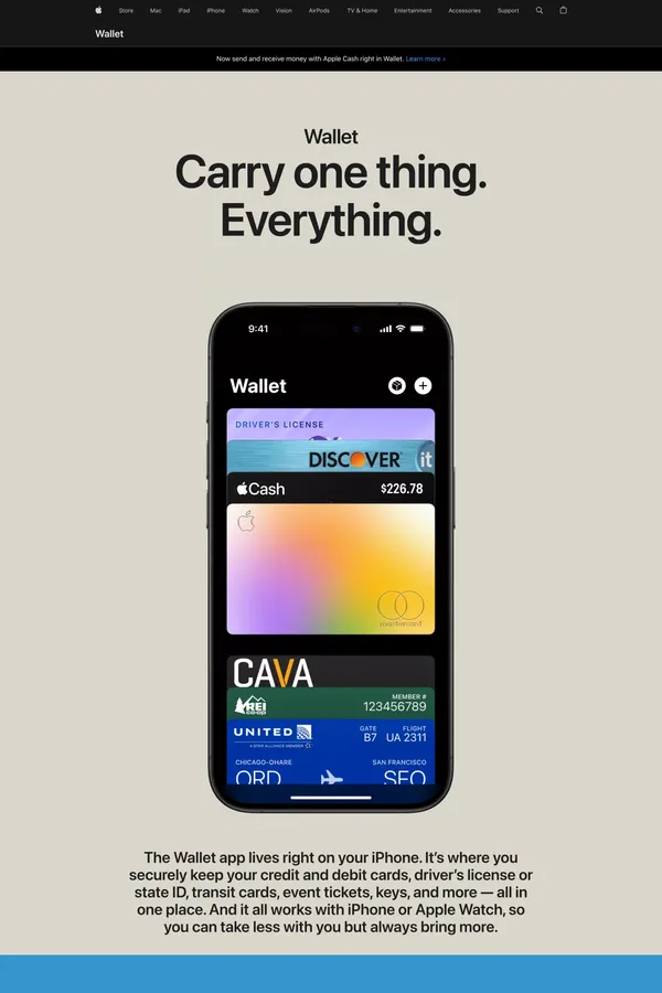 Wallet - Apple - Landing design inspiration