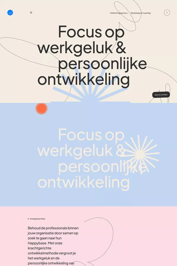 Happybase | De thuisbasis voor werkgeluk en persoonlijke ontwikkeling - Landing design inspiration