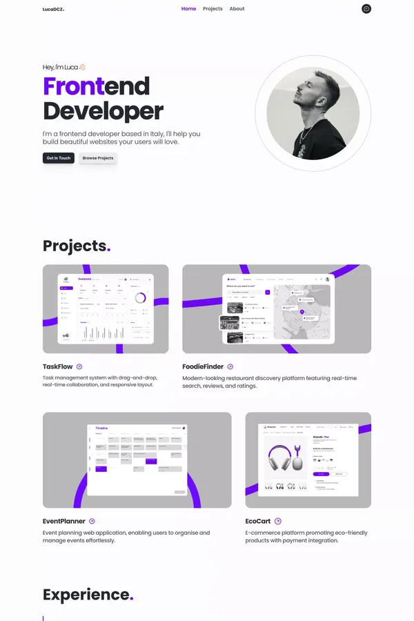 Purplefolio | Portfolio For Web Developers.